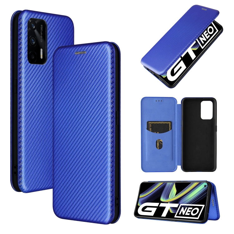 For OPPO Realme GT 5G Carbon Fiber Texture Horizontal Flip TPU + PC + PU Leather Case with Card Slot