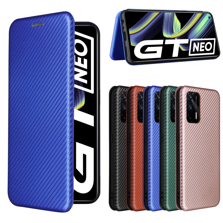 For OPPO Realme GT 5G Carbon Fiber Texture Horizontal Flip TPU + PC + PU Leather Case with Card Slot