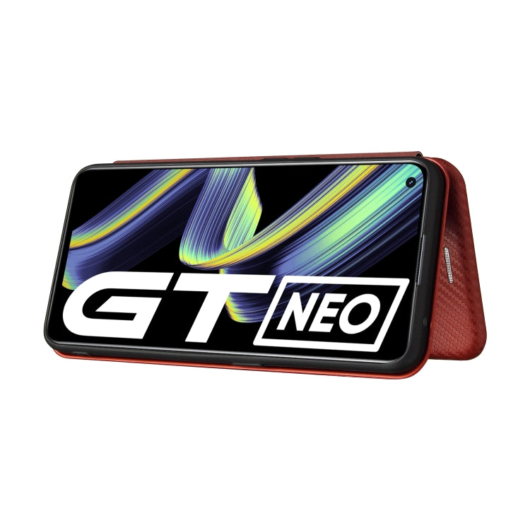 For OPPO Realme GT 5G Carbon Fiber Texture Horizontal Flip TPU + PC + PU Leather Case with Card Slot