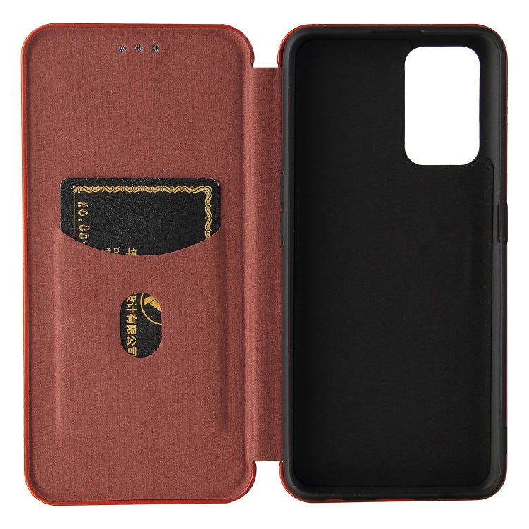 For OPPO Realme GT 5G Carbon Fiber Texture Horizontal Flip TPU + PC + PU Leather Case with Card Slot