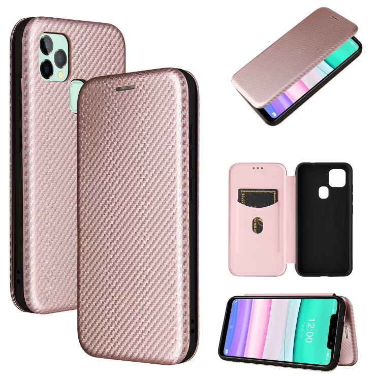 For Oukitel C22 Carbon Fiber Texture Horizontal Flip TPU + PC + PU Leather Case with Card Slot