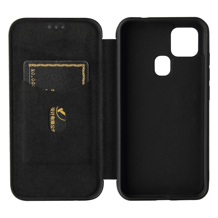 For Oukitel C22 Carbon Fiber Texture Horizontal Flip TPU + PC + PU Leather Case with Card Slot