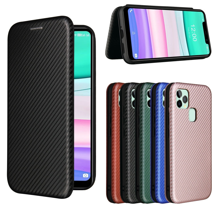 For Oukitel C22 Carbon Fiber Texture Horizontal Flip TPU + PC + PU Leather Case with Card Slot