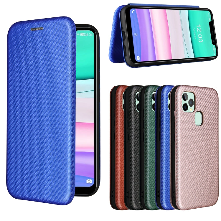 For Oukitel C22 Carbon Fiber Texture Horizontal Flip TPU + PC + PU Leather Case with Card Slot
