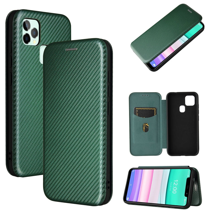 For Oukitel C22 Carbon Fiber Texture Horizontal Flip TPU + PC + PU Leather Case with Card Slot
