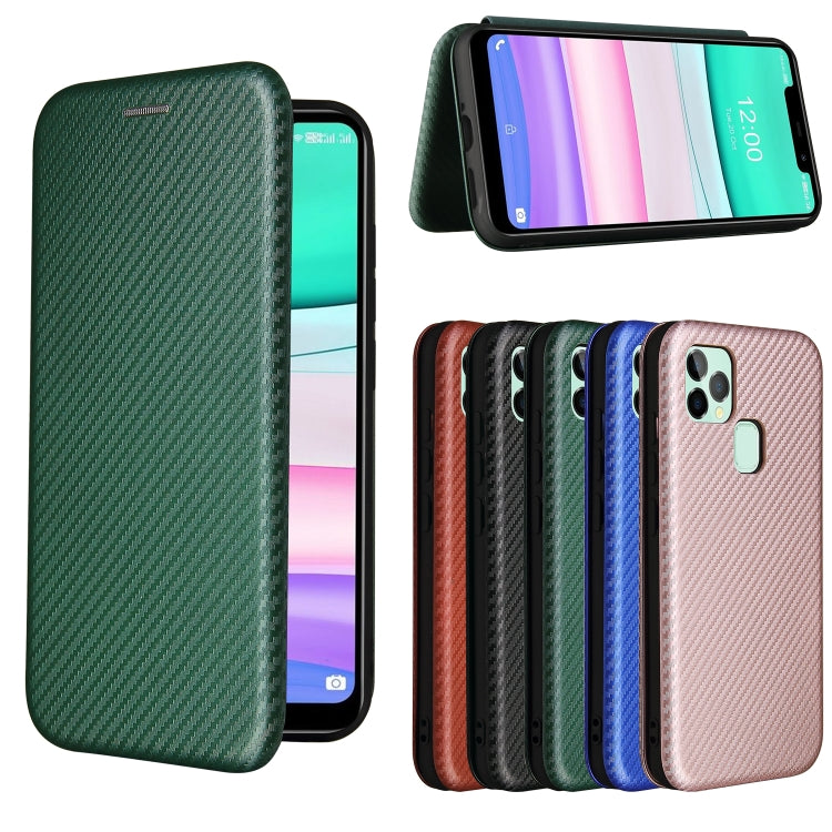 For Oukitel C22 Carbon Fiber Texture Horizontal Flip TPU + PC + PU Leather Case with Card Slot