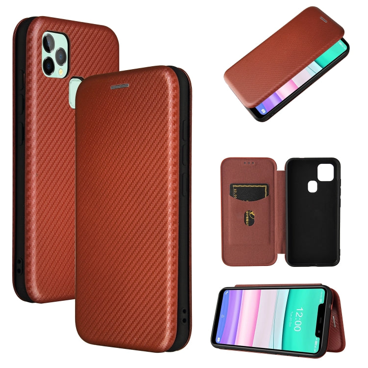 For Oukitel C22 Carbon Fiber Texture Horizontal Flip TPU + PC + PU Leather Case with Card Slot