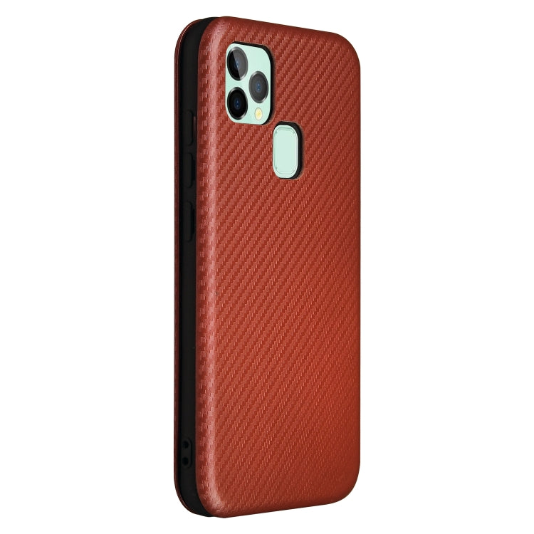 For Oukitel C22 Carbon Fiber Texture Horizontal Flip TPU + PC + PU Leather Case with Card Slot