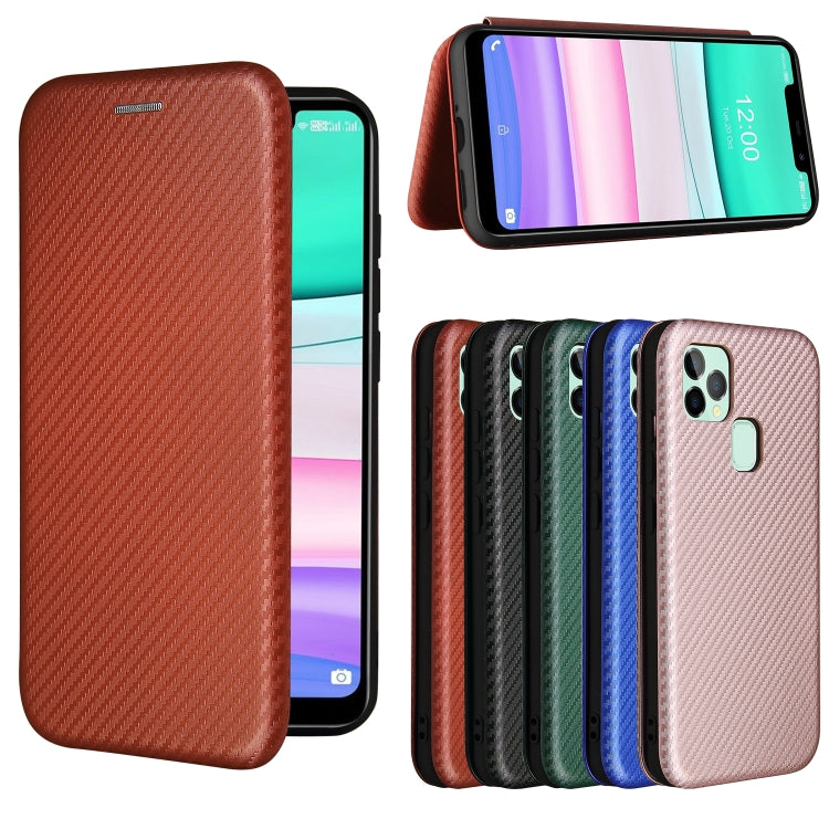 For Oukitel C22 Carbon Fiber Texture Horizontal Flip TPU + PC + PU Leather Case with Card Slot