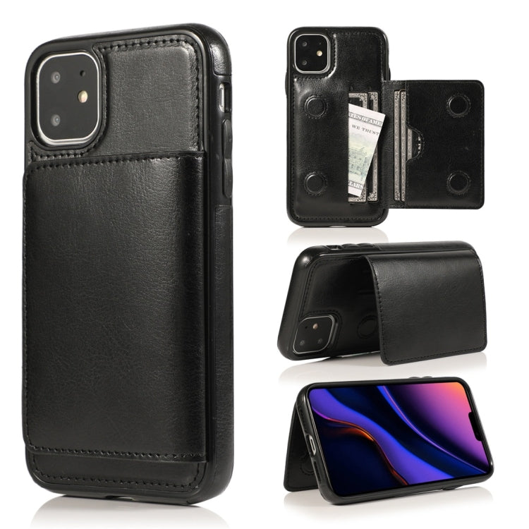 For iPhone 11 Shockproof PU + TPU Protective Case with Card Slots & Holder