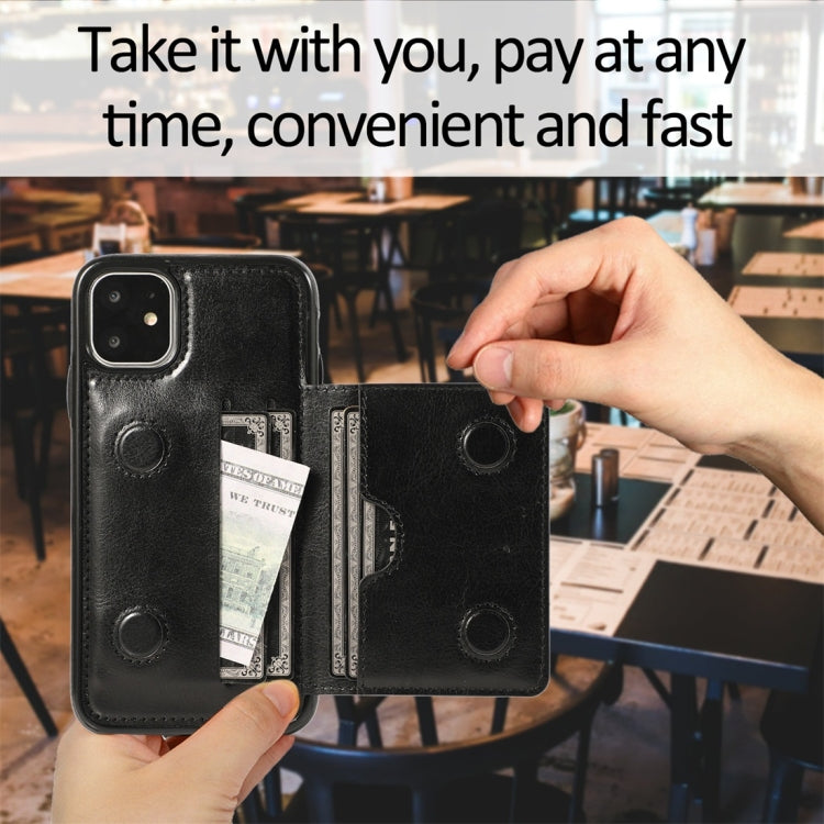 For iPhone 11 Shockproof PU + TPU Protective Case with Card Slots & Holder