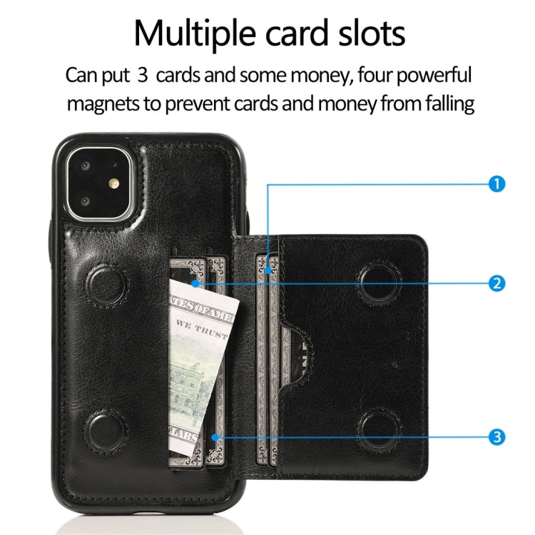 For iPhone 11 Shockproof PU + TPU Protective Case with Card Slots & Holder