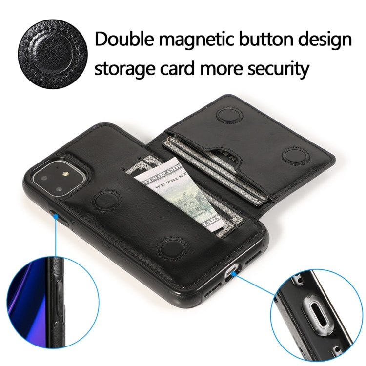 For iPhone 11 Shockproof PU + TPU Protective Case with Card Slots & Holder