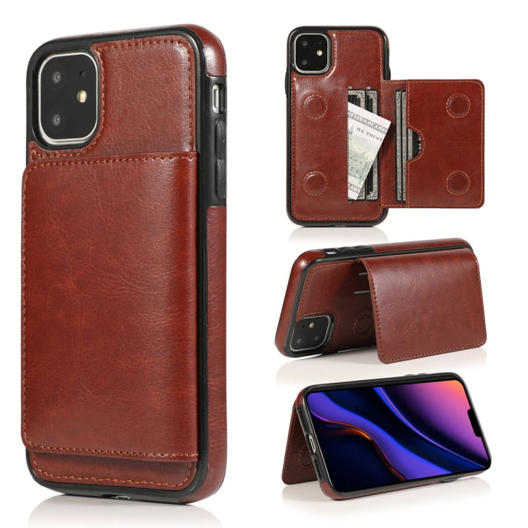 For iPhone 11 Shockproof PU + TPU Protective Case with Card Slots & Holder