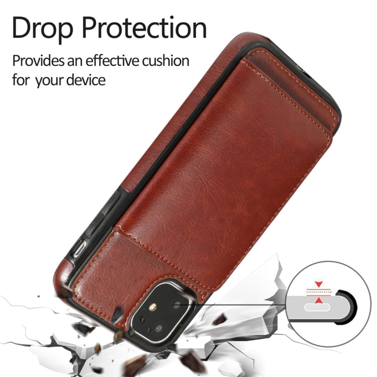 For iPhone 11 Shockproof PU + TPU Protective Case with Card Slots & Holder
