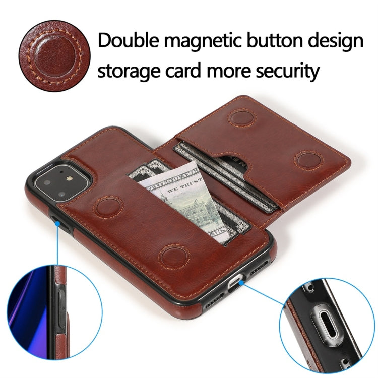 For iPhone 11 Shockproof PU + TPU Protective Case with Card Slots & Holder