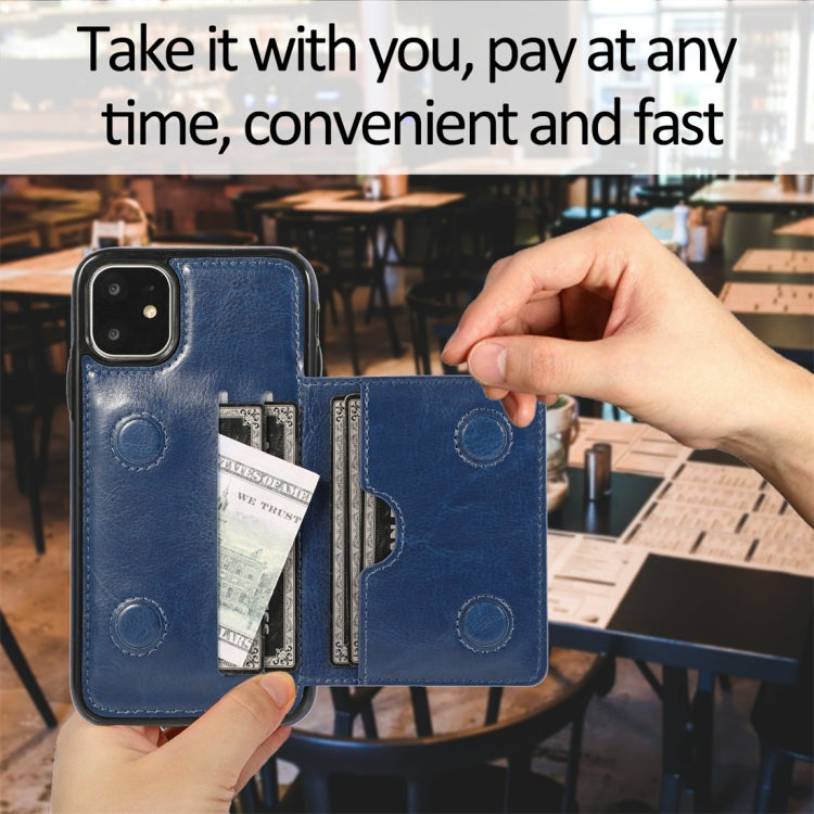 For iPhone 11 Shockproof PU + TPU Protective Case with Card Slots & Holder