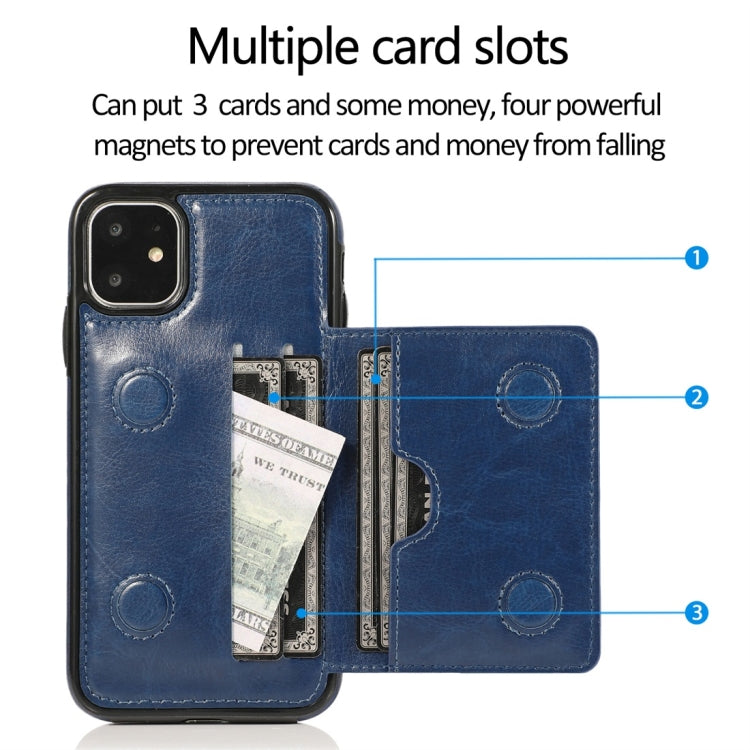For iPhone 11 Shockproof PU + TPU Protective Case with Card Slots & Holder