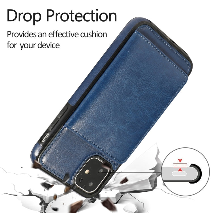 For iPhone 11 Shockproof PU + TPU Protective Case with Card Slots & Holder