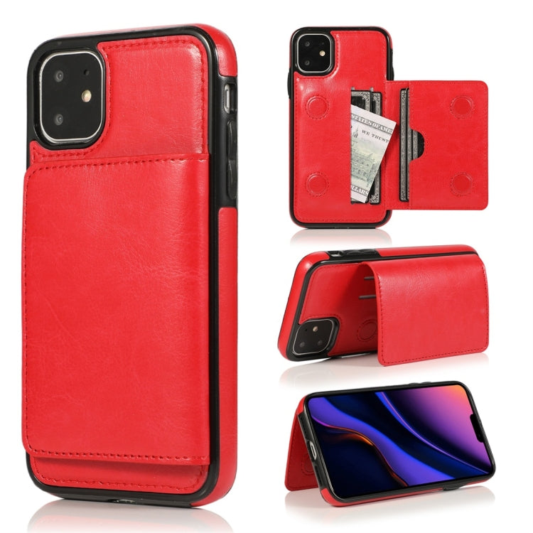 For iPhone 11 Shockproof PU + TPU Protective Case with Card Slots & Holder