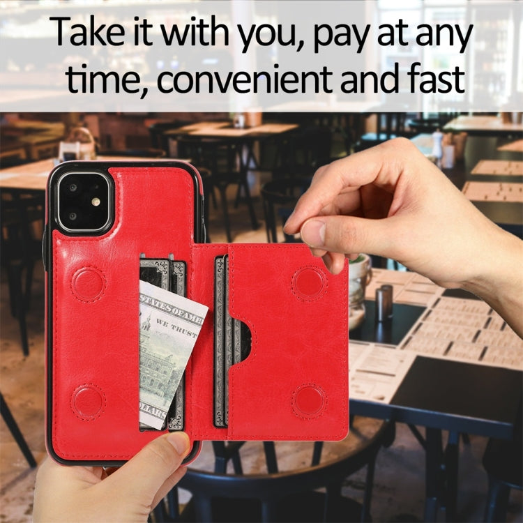For iPhone 11 Shockproof PU + TPU Protective Case with Card Slots & Holder