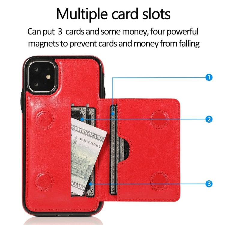 For iPhone 11 Shockproof PU + TPU Protective Case with Card Slots & Holder