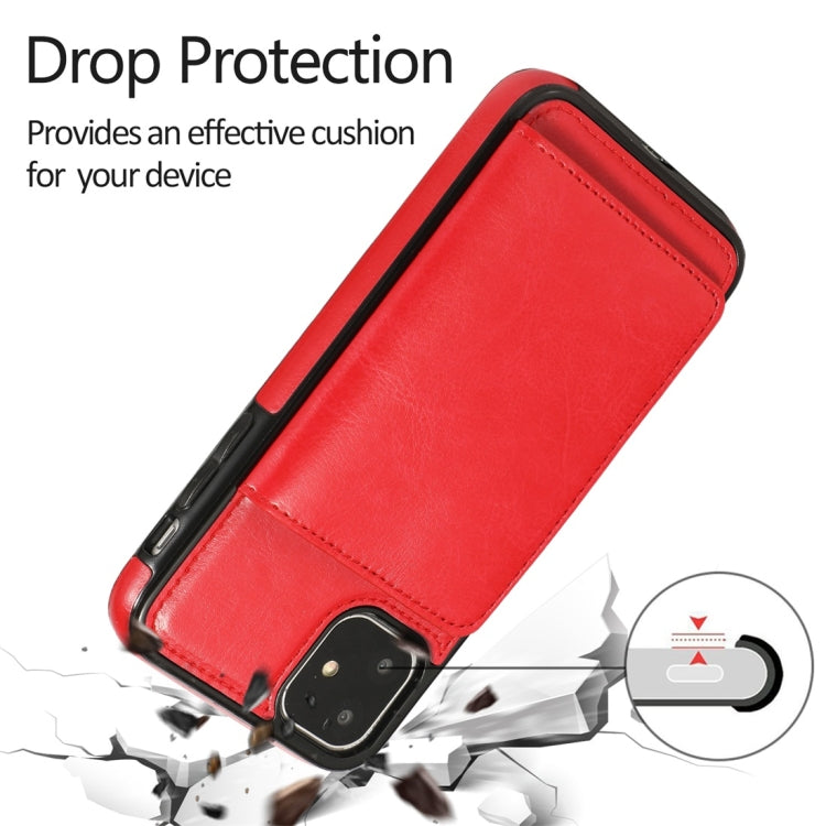 For iPhone 11 Shockproof PU + TPU Protective Case with Card Slots & Holder