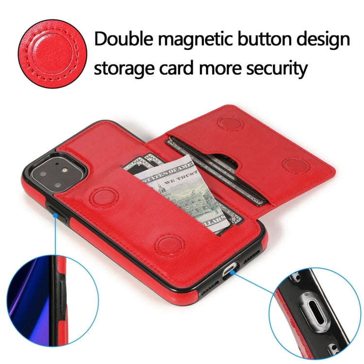 For iPhone 11 Shockproof PU + TPU Protective Case with Card Slots & Holder