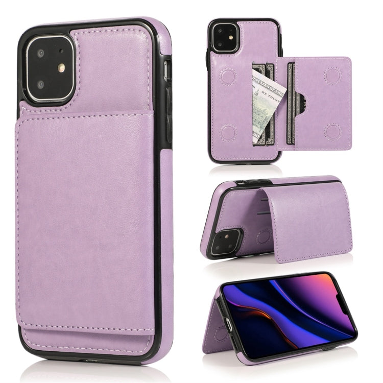 For iPhone 11 Shockproof PU + TPU Protective Case with Card Slots & Holder