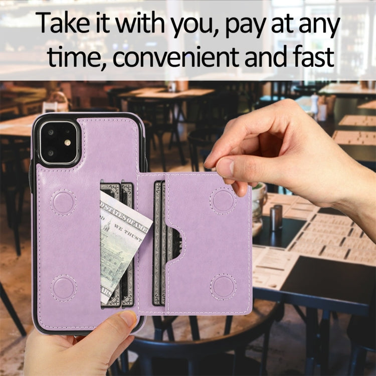 For iPhone 11 Shockproof PU + TPU Protective Case with Card Slots & Holder