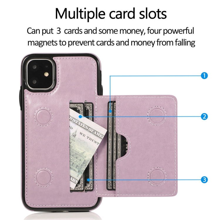 For iPhone 11 Shockproof PU + TPU Protective Case with Card Slots & Holder