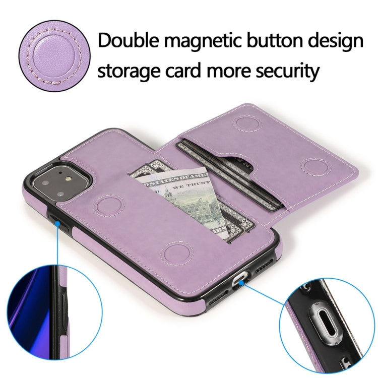 For iPhone 11 Shockproof PU + TPU Protective Case with Card Slots & Holder