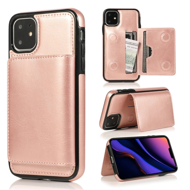 For iPhone 11 Shockproof PU + TPU Protective Case with Card Slots & Holder