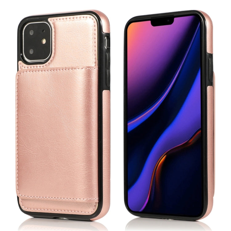 For iPhone 11 Shockproof PU + TPU Protective Case with Card Slots & Holder