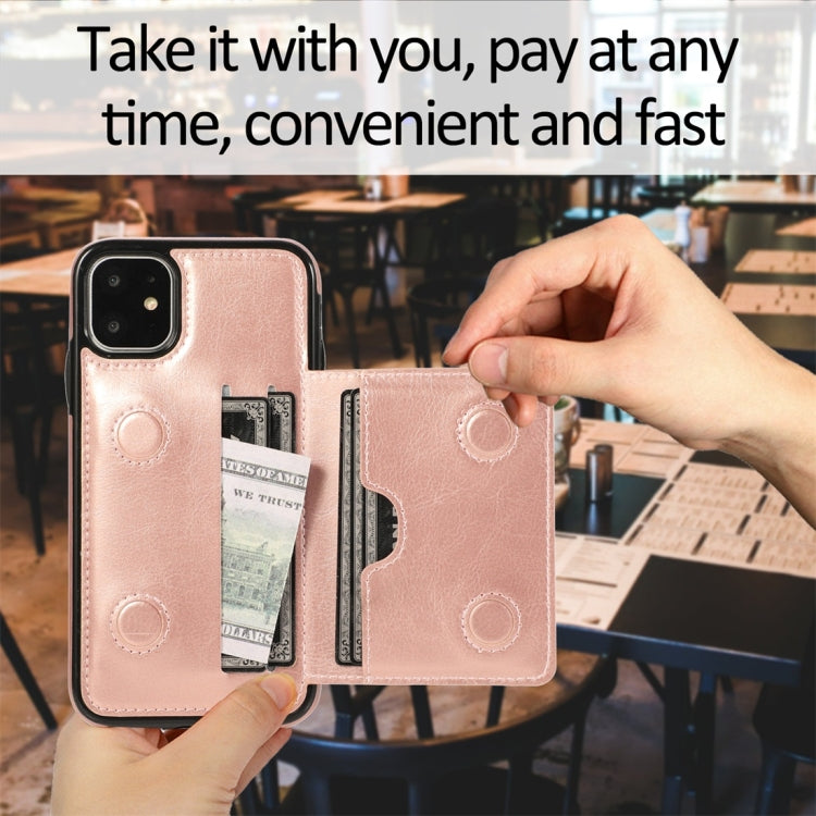 For iPhone 11 Shockproof PU + TPU Protective Case with Card Slots & Holder