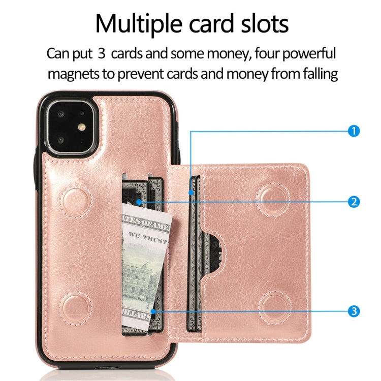 For iPhone 11 Shockproof PU + TPU Protective Case with Card Slots & Holder