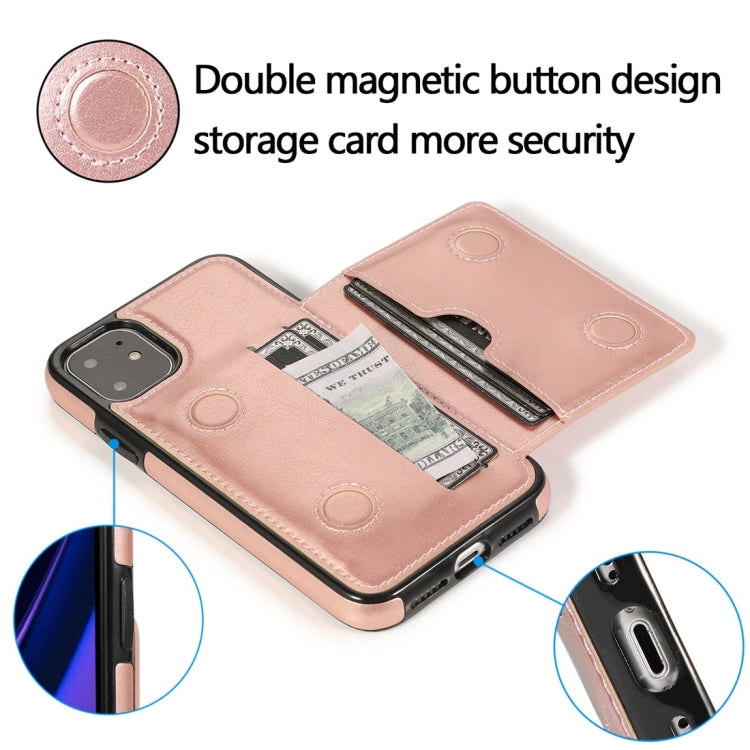 For iPhone 11 Shockproof PU + TPU Protective Case with Card Slots & Holder