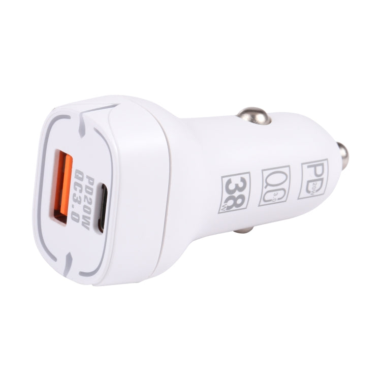 QC USB + USB-C / Type-C Dual Ports Fast Charging Car Charger with Luminous Aperture