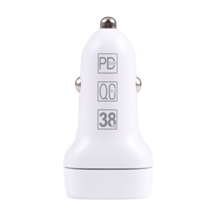 QC USB + USB-C / Type-C Dual Ports Fast Charging Car Charger with Luminous Aperture