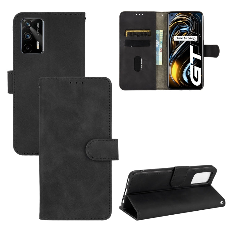 For OPPO Realme GT 5G Solid Color Skin Feel Magnetic Buckle Horizontal Flip PU Leather Case with Holder & Card Slots & Wallet