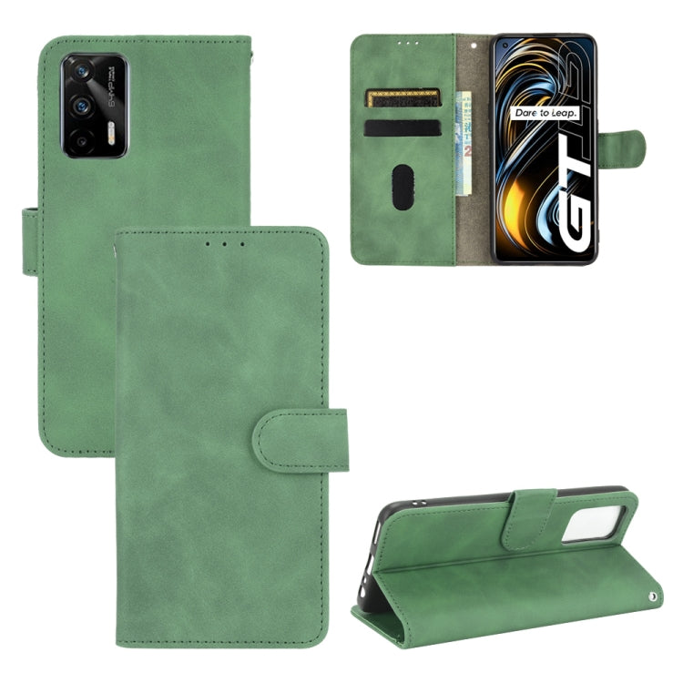 For OPPO Realme GT 5G Solid Color Skin Feel Magnetic Buckle Horizontal Flip PU Leather Case with Holder & Card Slots & Wallet