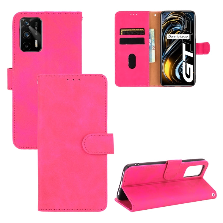 For OPPO Realme GT 5G Solid Color Skin Feel Magnetic Buckle Horizontal Flip PU Leather Case with Holder & Card Slots & Wallet