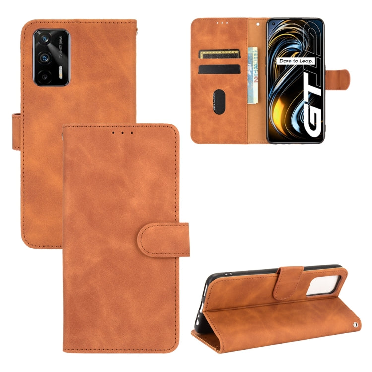 For OPPO Realme GT 5G Solid Color Skin Feel Magnetic Buckle Horizontal Flip PU Leather Case with Holder & Card Slots & Wallet