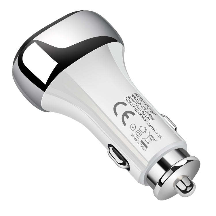 YSY-312PD QC3.0 USB + PD 18W USB-C / Type-C Dual Ports Fast Charging Car Charger