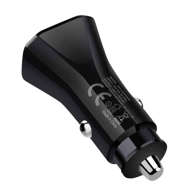 YSY-316PD20W QC3.0 USB + PD 20W USB-C / Type-C Polygon Dual Ports Fast Charging Car Charger