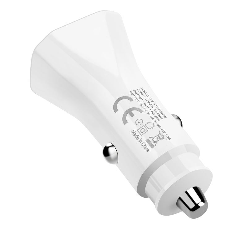 YSY-316PD20W QC3.0 USB + PD 20W USB-C / Type-C Polygon Dual Ports Fast Charging Car Charger