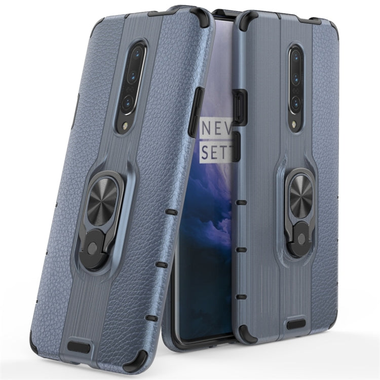 For OnePlus 7 Pro Litchi Texture PC + TPU Combination Case with Magnetic Ring Holder