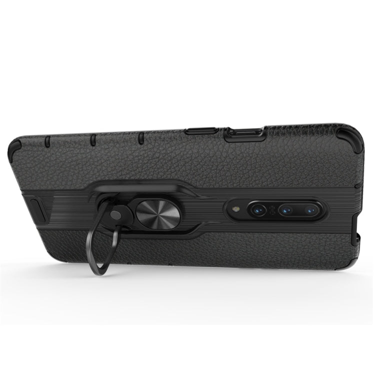 For OnePlus 7 Pro Litchi Texture PC + TPU Combination Case with Magnetic Ring Holder