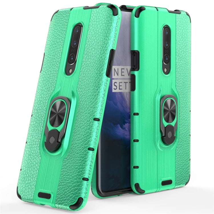For OnePlus 7 Pro Litchi Texture PC + TPU Combination Case with Magnetic Ring Holder