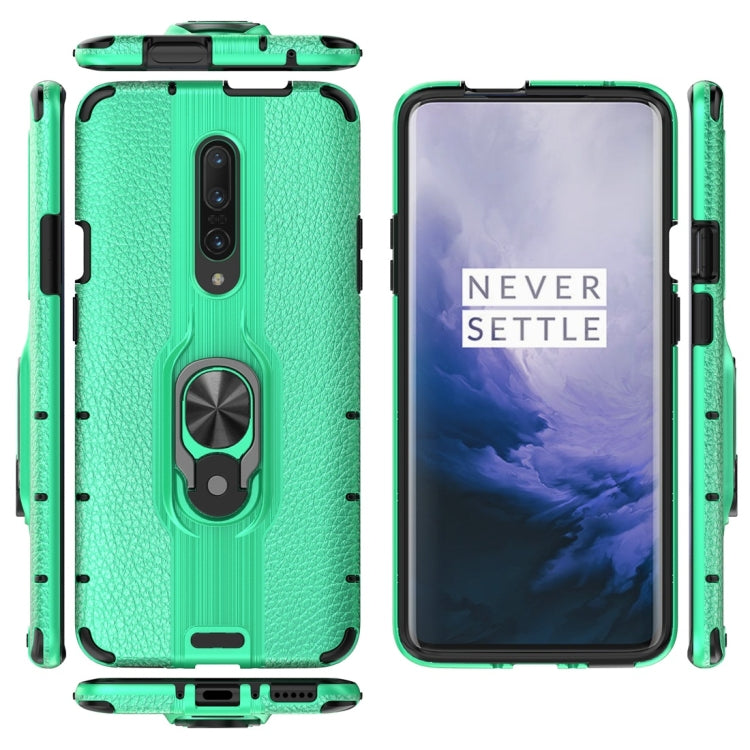 For OnePlus 7 Pro Litchi Texture PC + TPU Combination Case with Magnetic Ring Holder